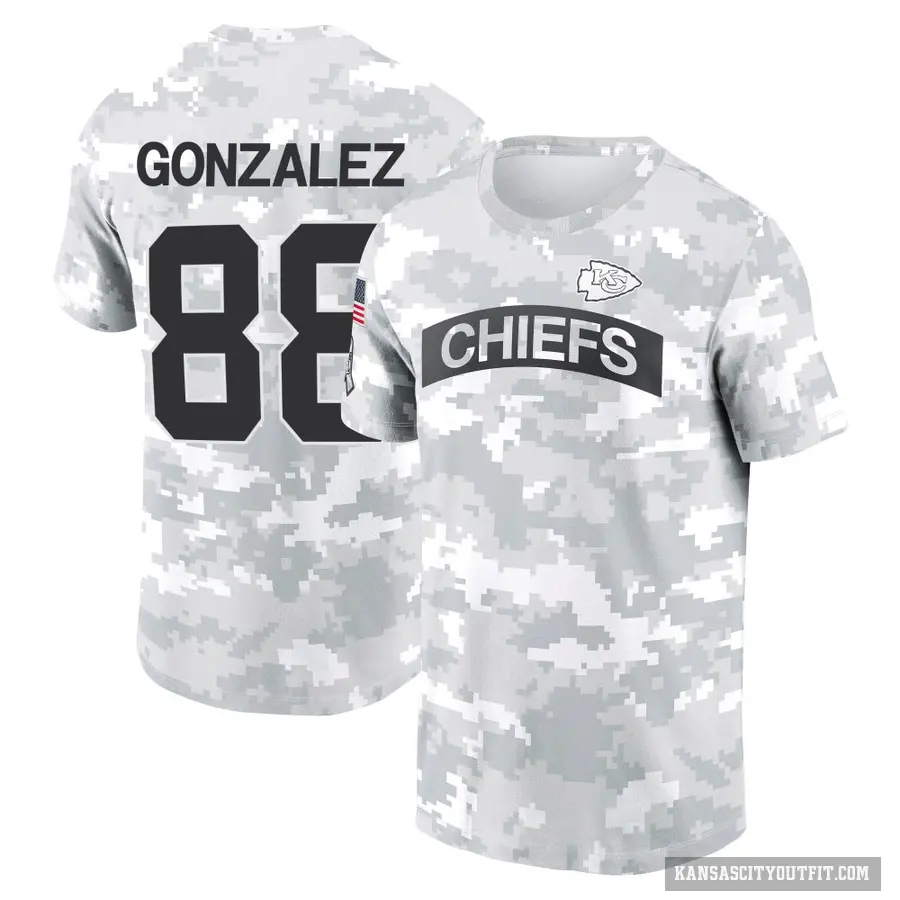 Men's ＃88 Tony Gonzalez Kansas City Chiefs Camo Arctic 2024 Salute to Service Performance T-Shirt