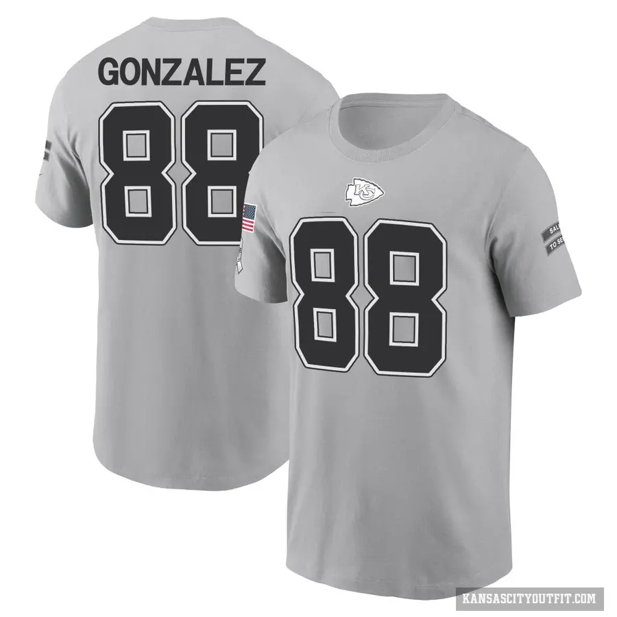 Men's ＃88 Tony Gonzalez Kansas City Chiefs Gray 2024 Salute to Service T-Shirt