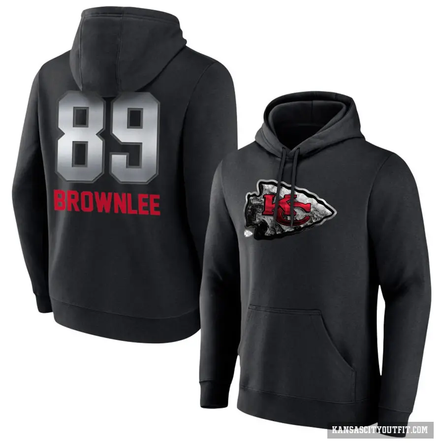 Men's ＃89 Jason Brownlee Kansas City Chiefs Black Midnight Mascot Pullover Hoodie