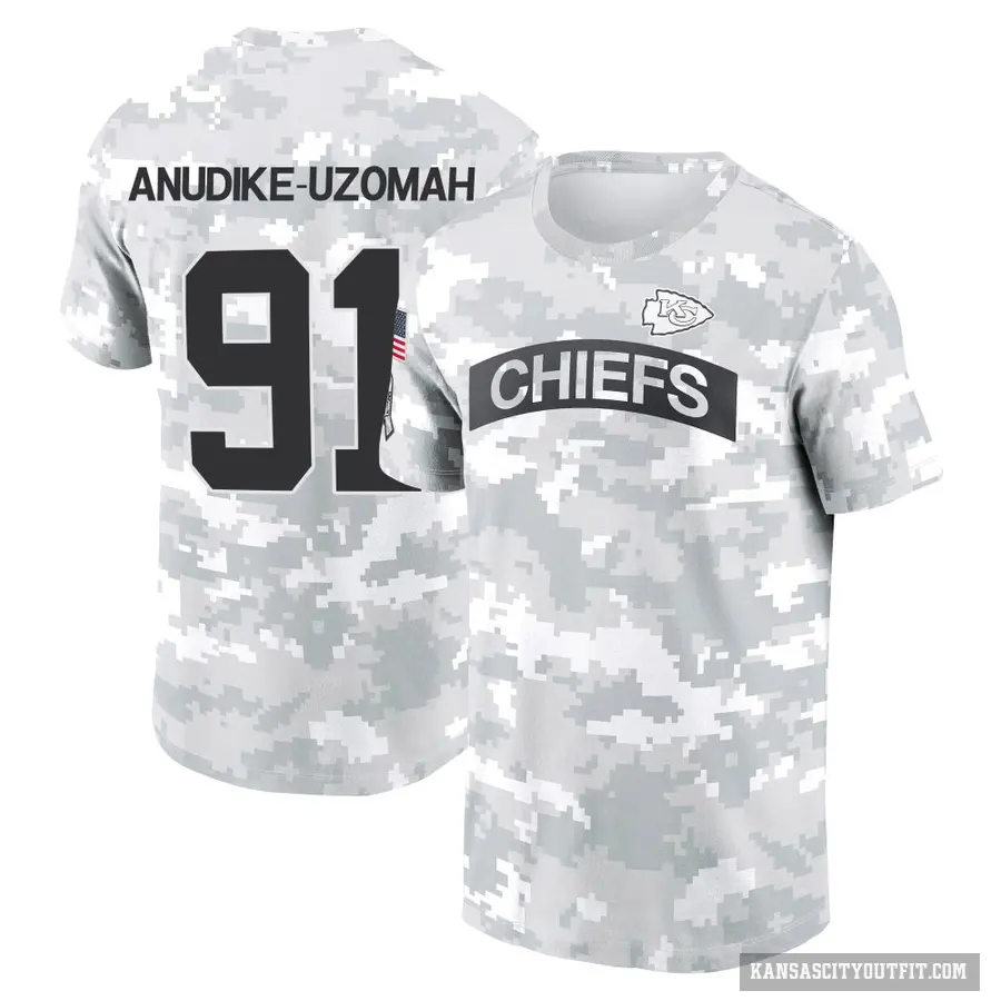 Men's ＃91 Felix Anudike-Uzomah Kansas City Chiefs Camo Arctic 2024 Salute to Service Performance T-Shirt