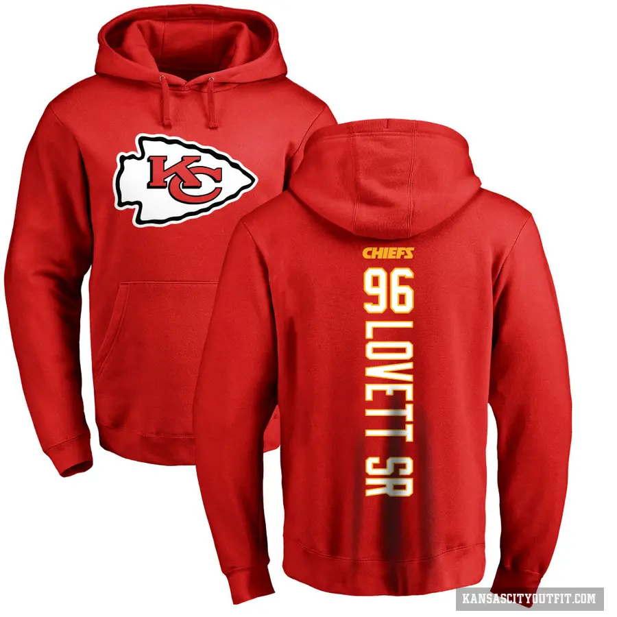 Men's ＃96 Fabien Lovett Sr. Kansas City Chiefs Red Pro Line Backer Pullover Hoodie