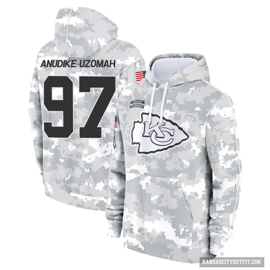 Men's ＃97 Felix Anudike-Uzomah Kansas City Chiefs Arctic Camo 2024 Salute to Service Club Fleece Pullover Hoodie