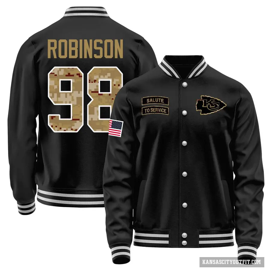 Men's ＃98 Janarius Robinson Kansas City Chiefs Black Salute to Service Sideline Performance Jacket