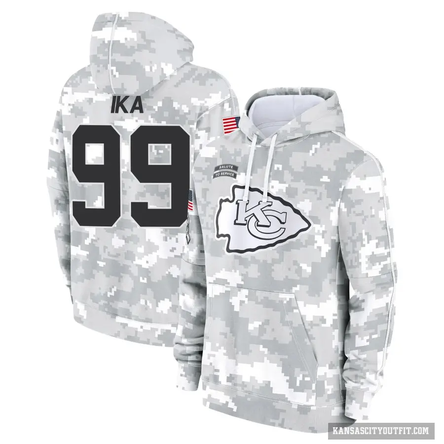 Men's ＃99 Siaki Ika Kansas City Chiefs Arctic Camo 2024 Salute to Service Club Fleece Pullover Hoodie