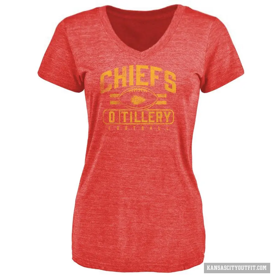 Women's ＃0 Jerry Tillery Kansas City Chiefs Red Flanker T-Shirt
