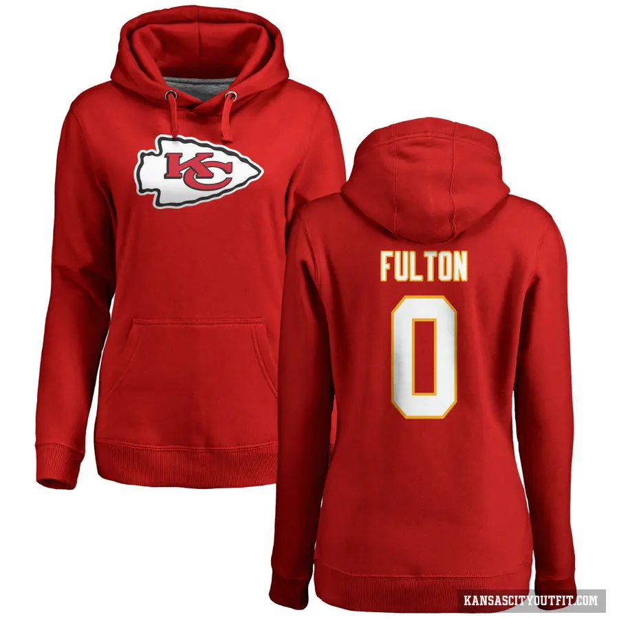 Women's ＃0 Kristian Fulton Kansas City Chiefs Red Pro Line Logo Pullover Hoodie