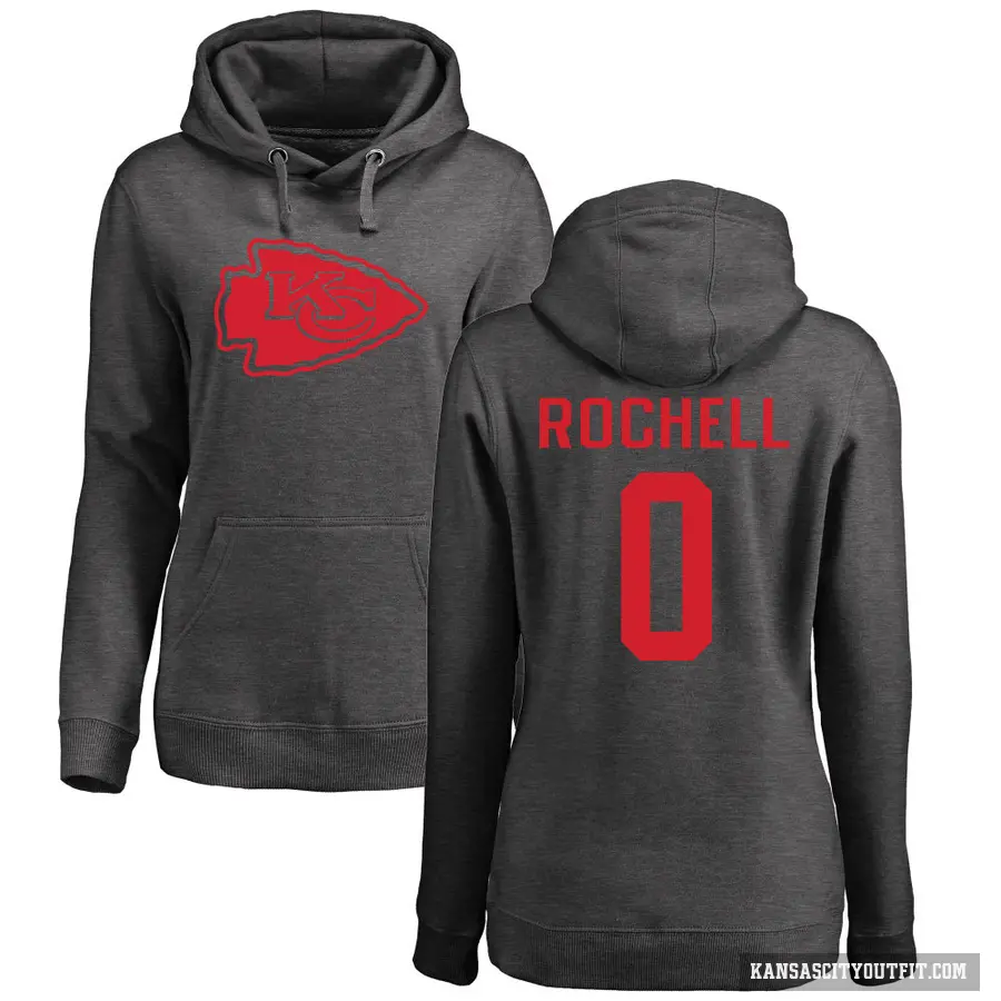 Women's ＃0 Robert Rochell Kansas City Chiefs Pro Line by Branded Ash One Color Pullover Hoodie