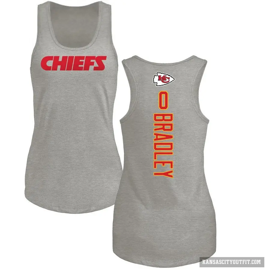 Women's ＃0 Shaun Bradley Kansas City Chiefs Ash Backer Tank Top