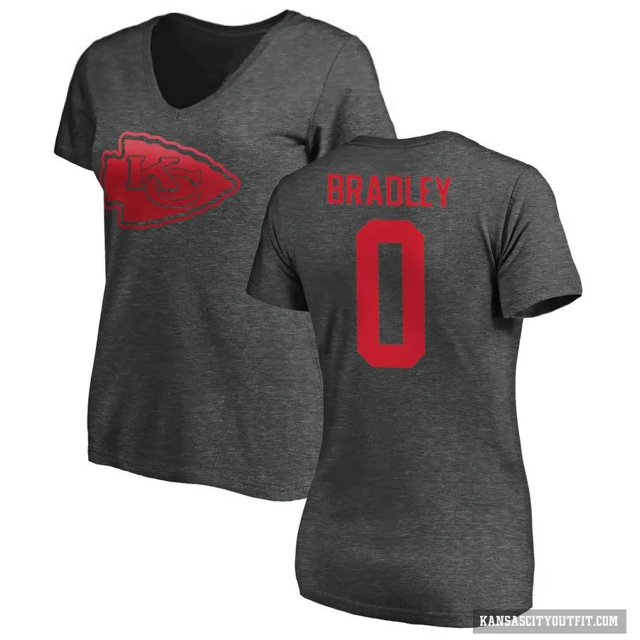Women's ＃0 Shaun Bradley Kansas City Chiefs Ash One Color T-Shirt