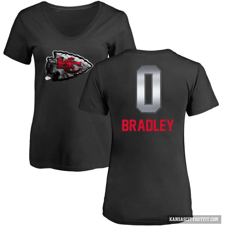 Women's ＃0 Shaun Bradley Kansas City Chiefs Black Midnight Mascot T-Shirt