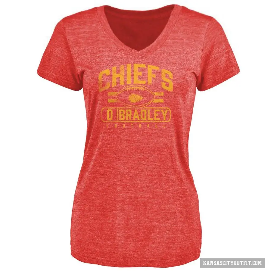 Women's ＃0 Shaun Bradley Kansas City Chiefs Red Flanker T-Shirt