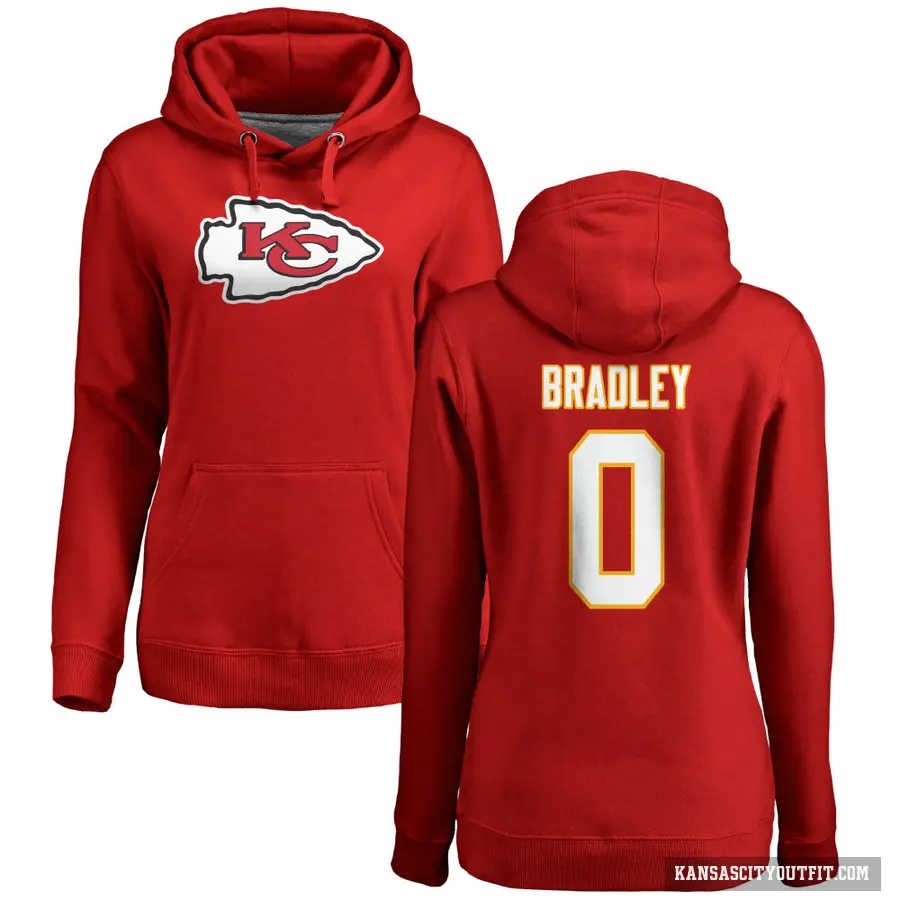 Women's ＃0 Shaun Bradley Kansas City Chiefs Red Pro Line Logo Pullover Hoodie