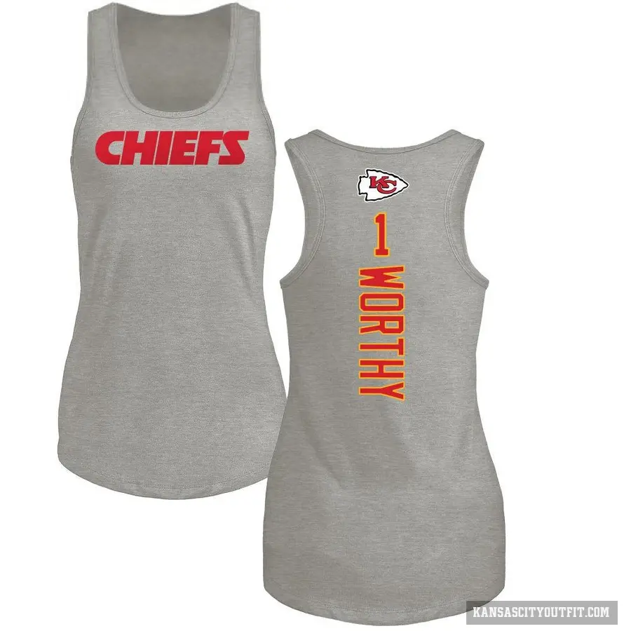 Women's ＃1 Xavier Worthy Kansas City Chiefs Ash Backer Tank Top