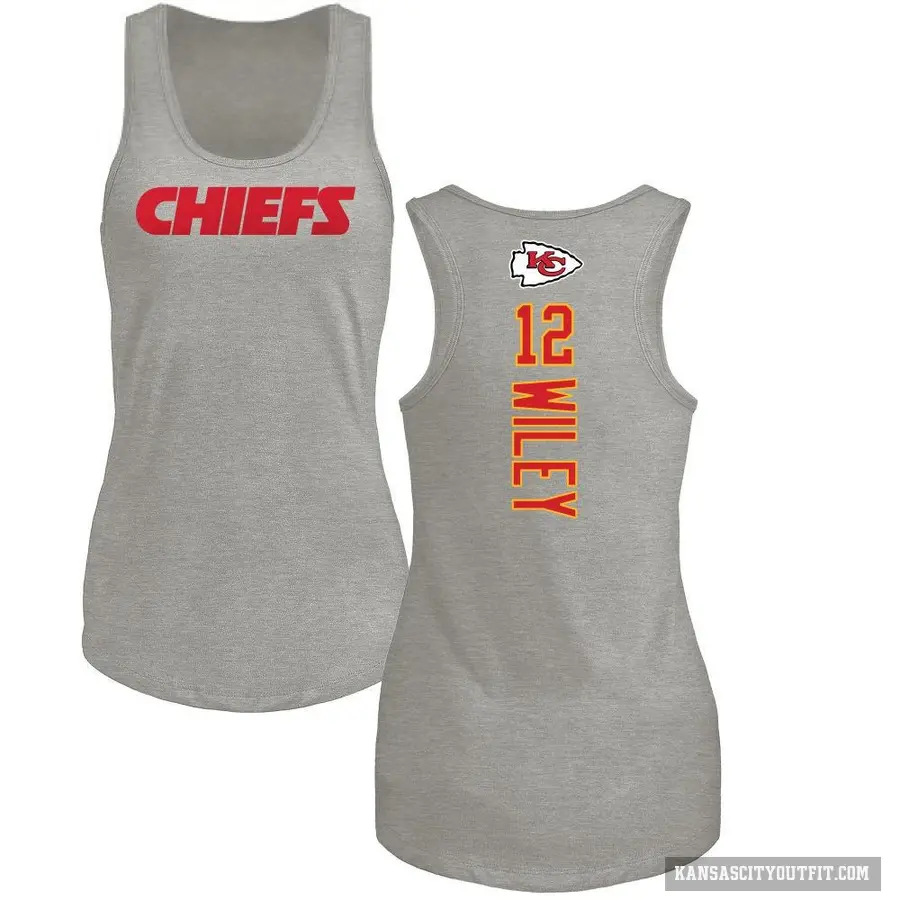 Women's ＃12 Jared Wiley Kansas City Chiefs Ash Backer Tank Top