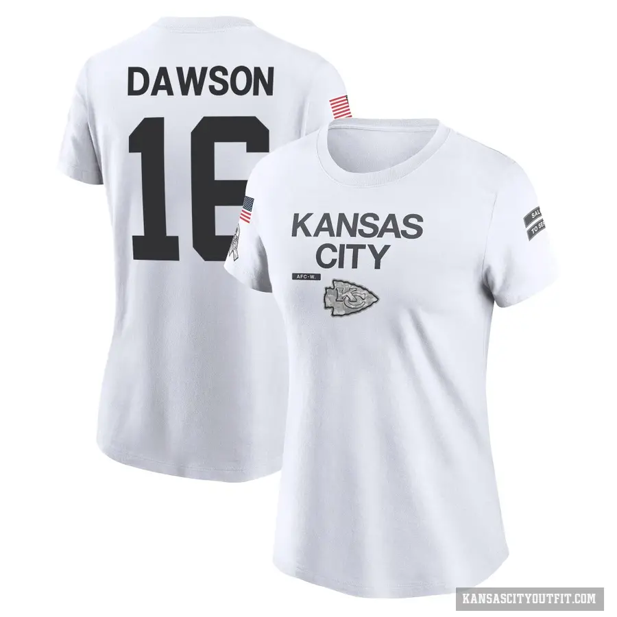 Women's ＃16 Len Dawson Kansas City Chiefs White 2024 Salute to Service Performance T-Shirt