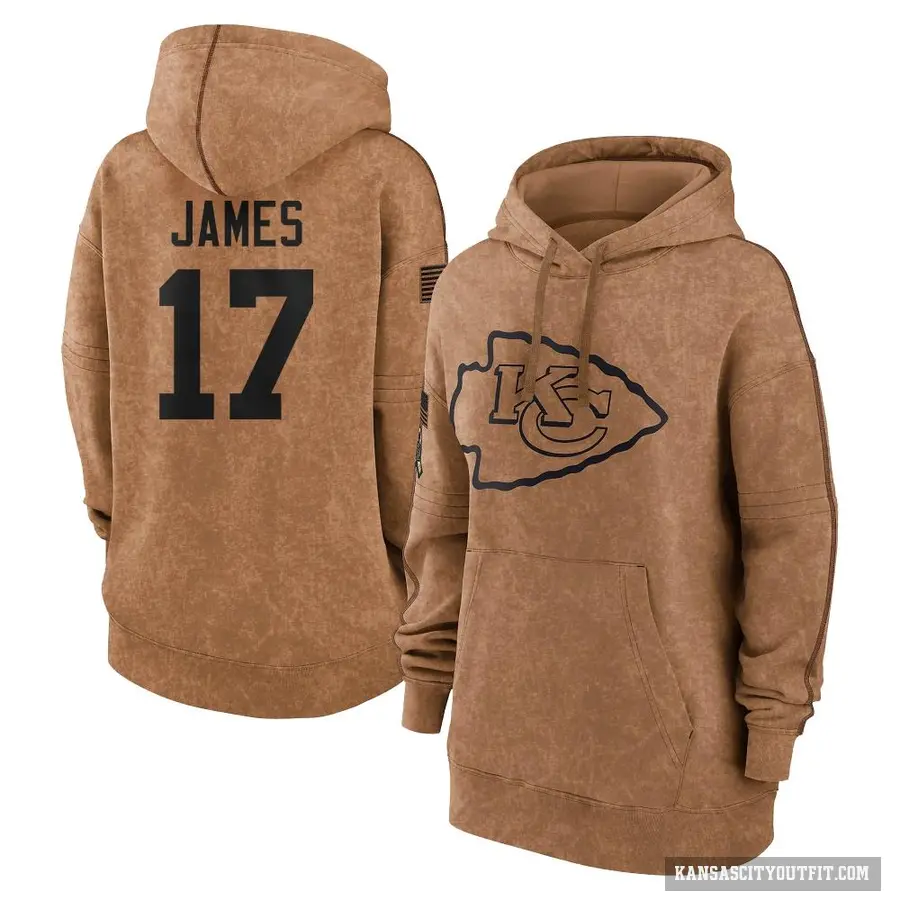 Women's ＃17 Richie James Kansas City Chiefs Brown 2023 Salute To Service Pullover Hoodie