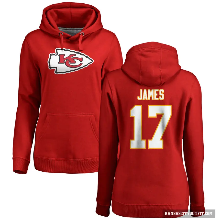 Women's ＃17 Richie James Kansas City Chiefs Red Pro Line Logo Pullover Hoodie