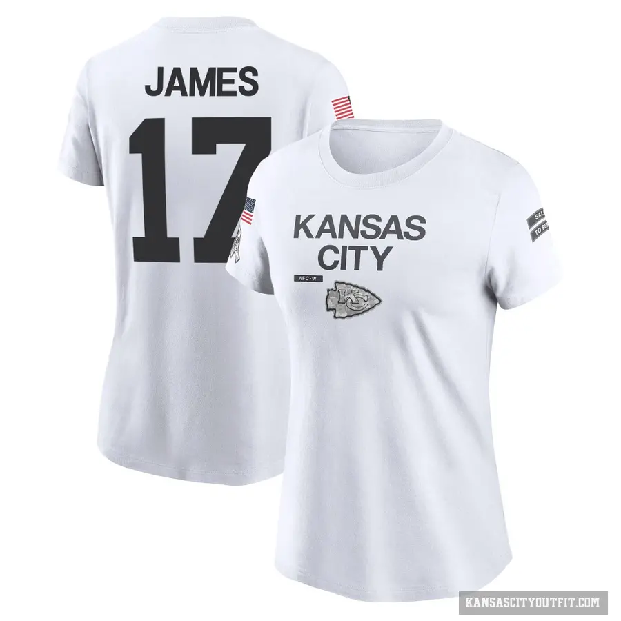 Women's ＃17 Richie James Kansas City Chiefs White 2024 Salute to Service Performance T-Shirt