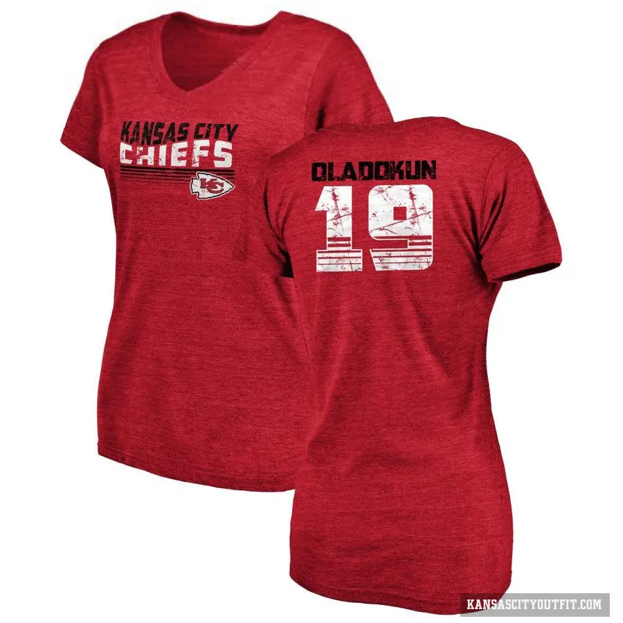 Women's ＃19 Chris Oladokun Kansas City Chiefs Red Retro V-Neck T-Shirt