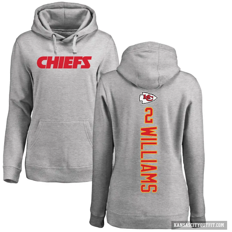 Women's ＃2 Joshua Williams Kansas City Chiefs Pro Line Ash Backer Pullover Hoodie