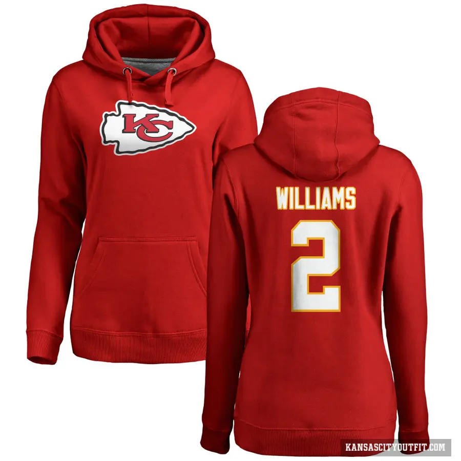Women's ＃2 Joshua Williams Kansas City Chiefs Red Pro Line Logo Pullover Hoodie