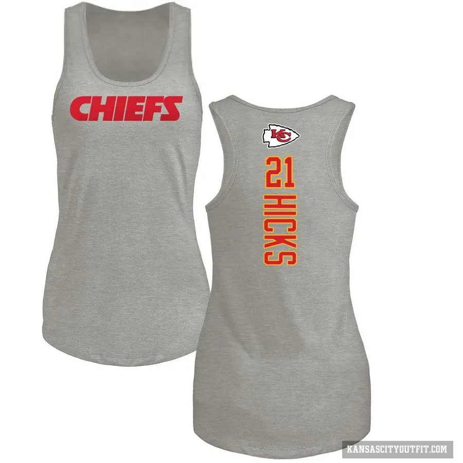 Women's ＃21 Jaden Hicks Kansas City Chiefs Ash Backer Tank Top