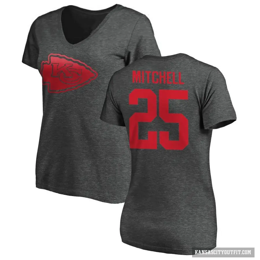 Women's ＃25 Elijah Mitchell Kansas City Chiefs Ash One Color T-Shirt