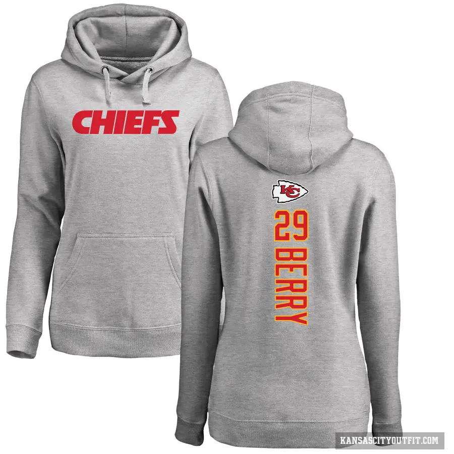 Women's ＃29 Eric Berry Kansas City Chiefs Pro Line Ash Backer Pullover Hoodie