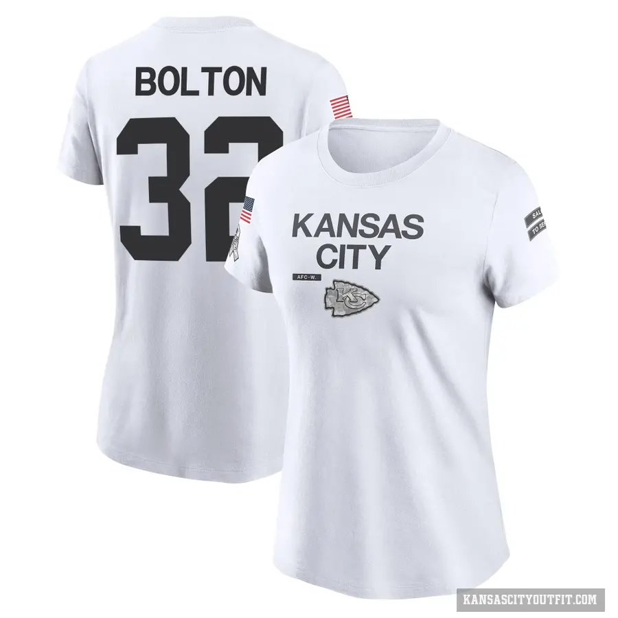 Women's ＃32 Nick Bolton Kansas City Chiefs White 2024 Salute to Service Performance T-Shirt