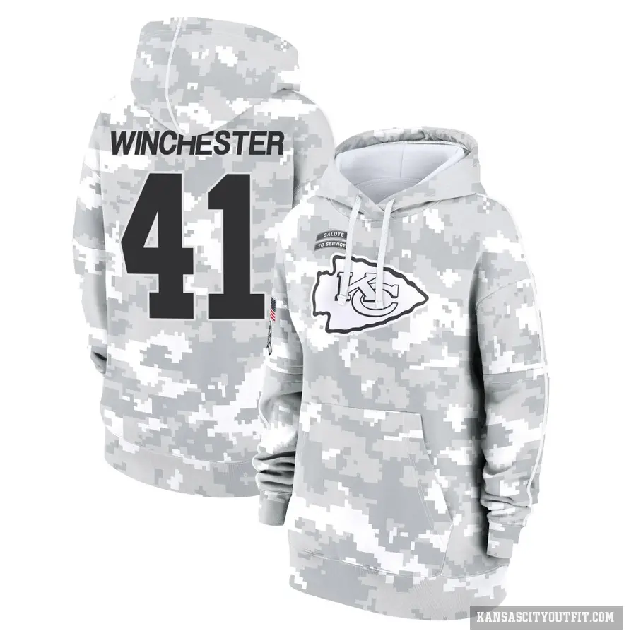 Women's ＃41 James Winchester Kansas City Chiefs Arctic Camo 2024 Salute to Service Club Fleece Pullover Hoodie