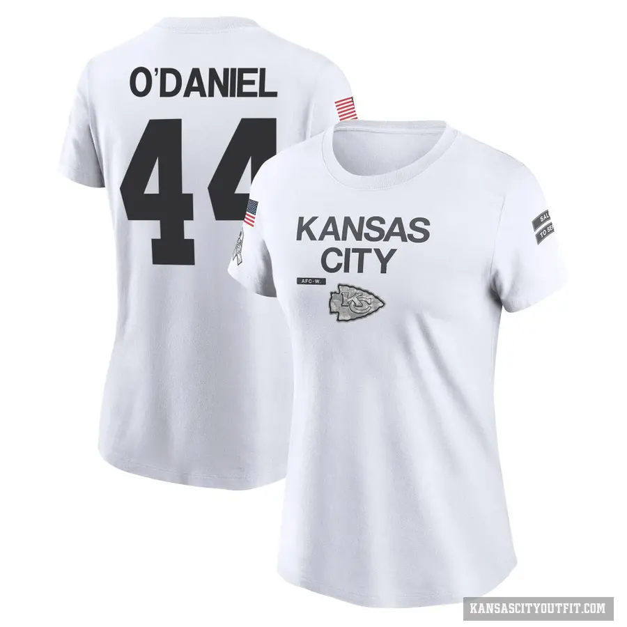 Women's ＃44 Dorian O'Daniel Kansas City Chiefs White 2024 Salute to Service Performance T-Shirt