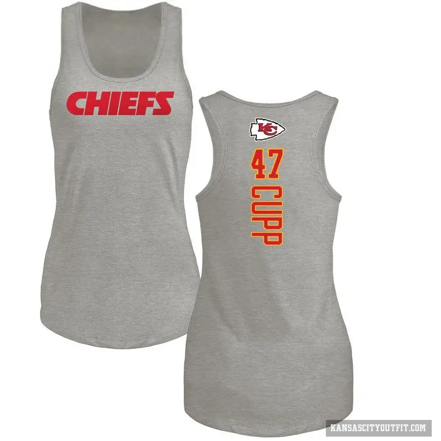 Women's ＃47 Baylor Cupp Kansas City Chiefs Ash Backer Tank Top