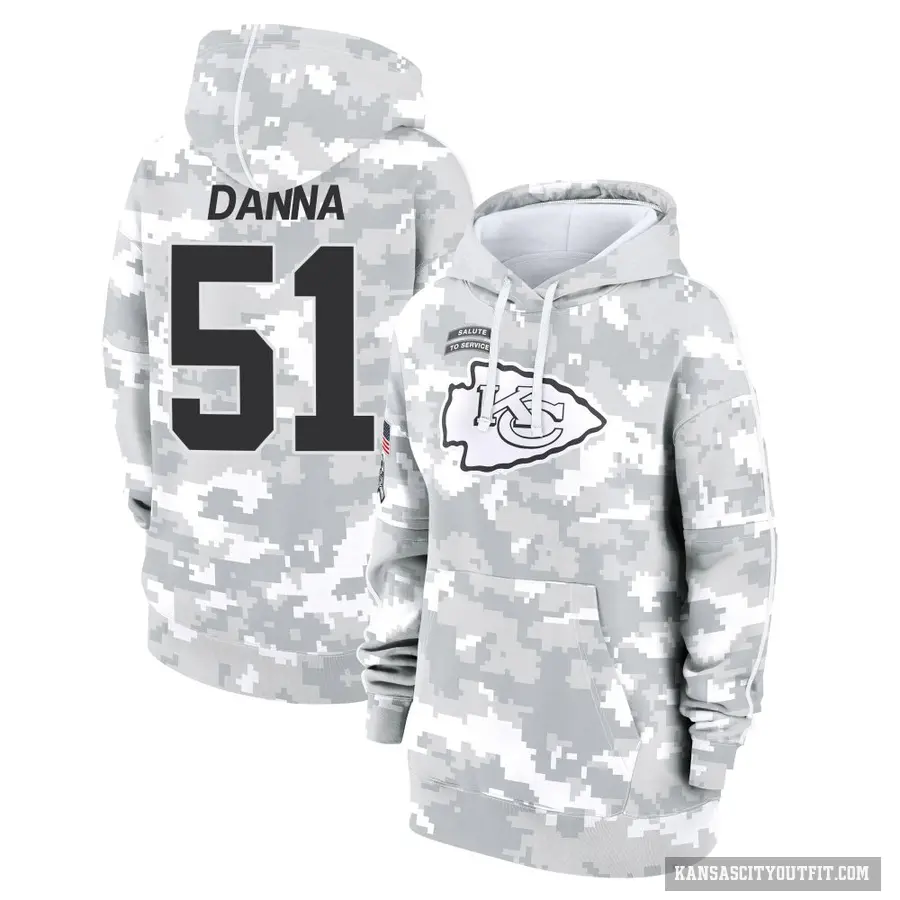 Women's ＃51 Mike Danna Kansas City Chiefs Arctic Camo 2024 Salute to Service Club Fleece Pullover Hoodie