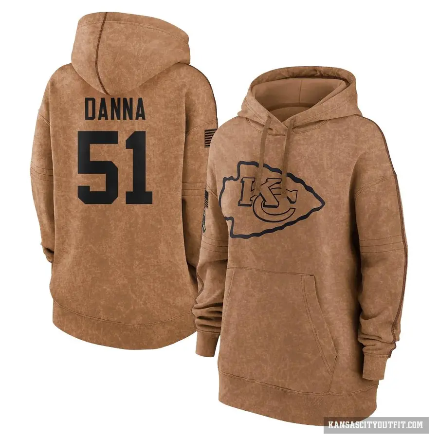 Women's ＃51 Mike Danna Kansas City Chiefs Brown 2023 Salute To Service Pullover Hoodie