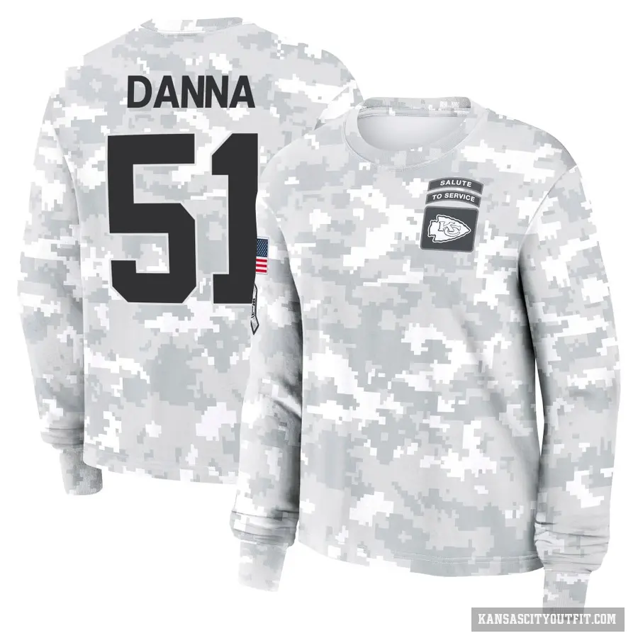 Women's ＃51 Mike Danna Kansas City Chiefs Camo Arctic 2024 Salute to Service Long Sleeve T-Shirt