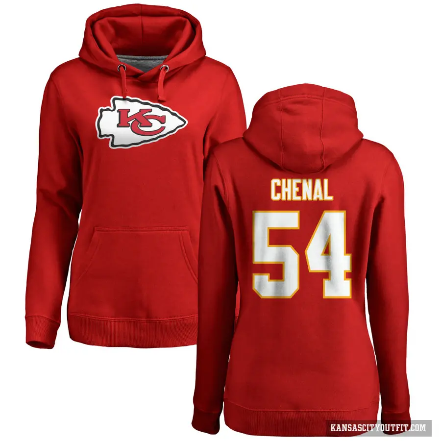 Women's ＃54 Leo Chenal Kansas City Chiefs Red Pro Line Logo Pullover Hoodie