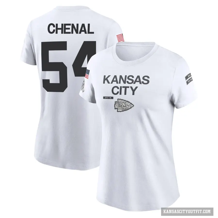 Women's ＃54 Leo Chenal Kansas City Chiefs White 2024 Salute to Service Performance T-Shirt