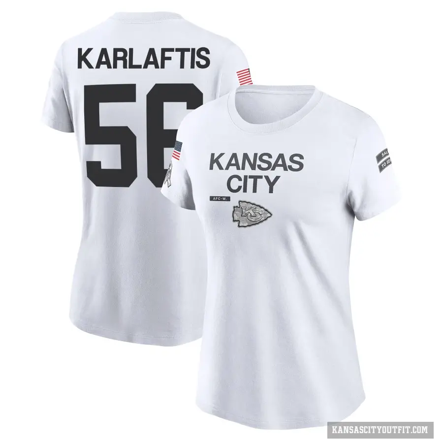 Women's ＃56 George Karlaftis Kansas City Chiefs White 2024 Salute to Service Performance T-Shirt