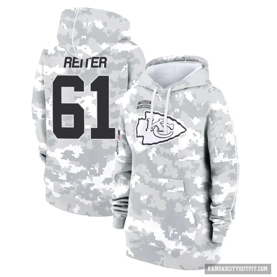 Women's ＃61 Austin Reiter Kansas City Chiefs Arctic Camo 2024 Salute to Service Club Fleece Pullover Hoodie
