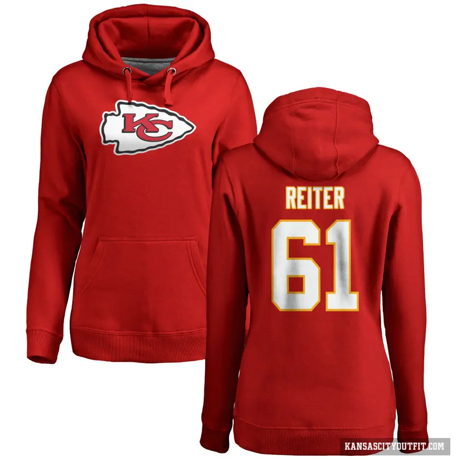 Women's ＃61 Austin Reiter Kansas City Chiefs Red Pro Line Logo Pullover Hoodie