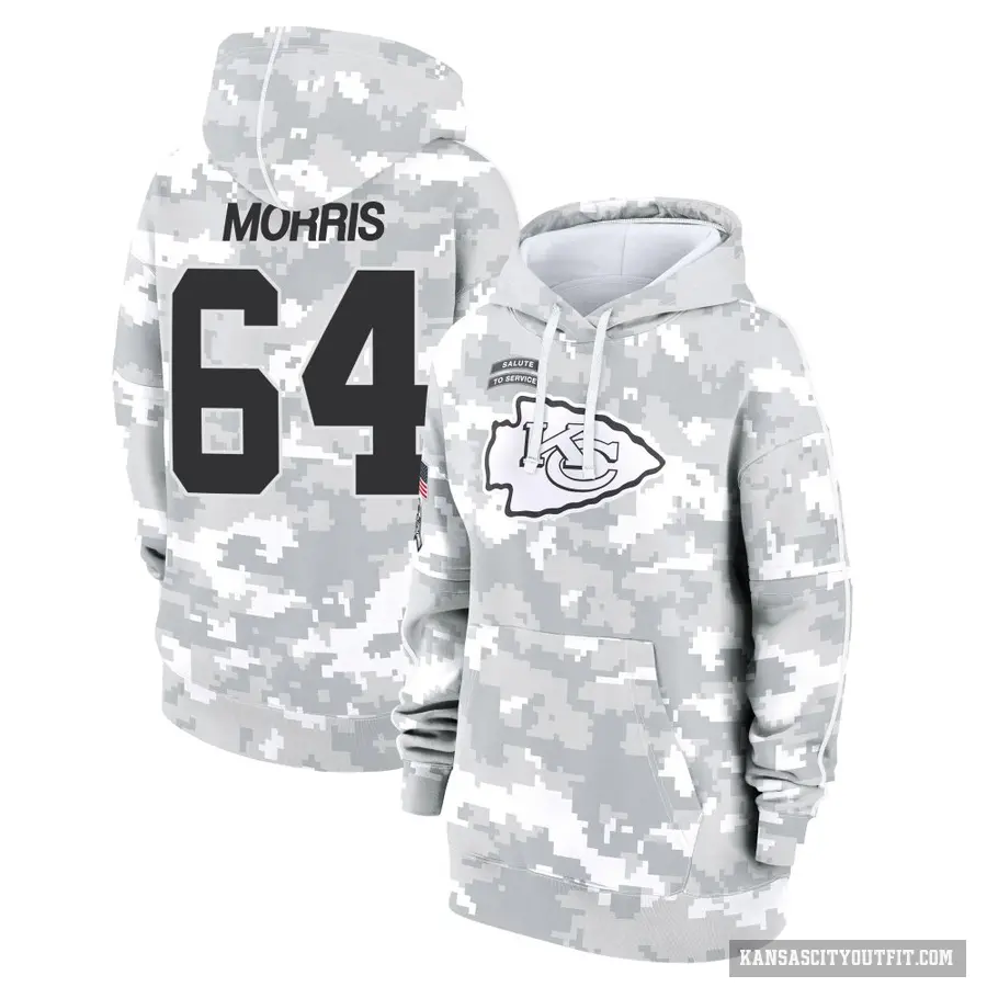 Women's ＃64 Wanya Morris Kansas City Chiefs Arctic Camo 2024 Salute to Service Club Fleece Pullover Hoodie