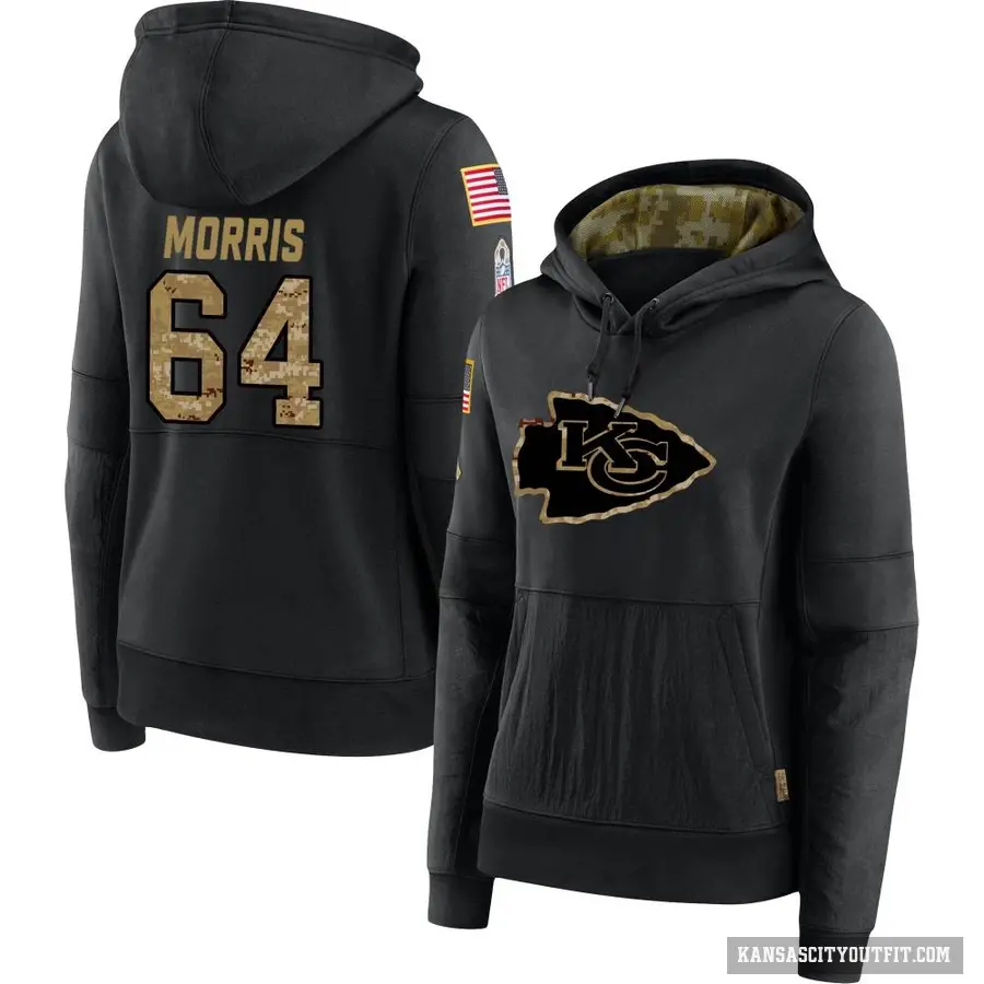 Women's ＃64 Wanya Morris Kansas City Chiefs Black 2020 Salute to Service Sideline Performance Pullover Hoodie