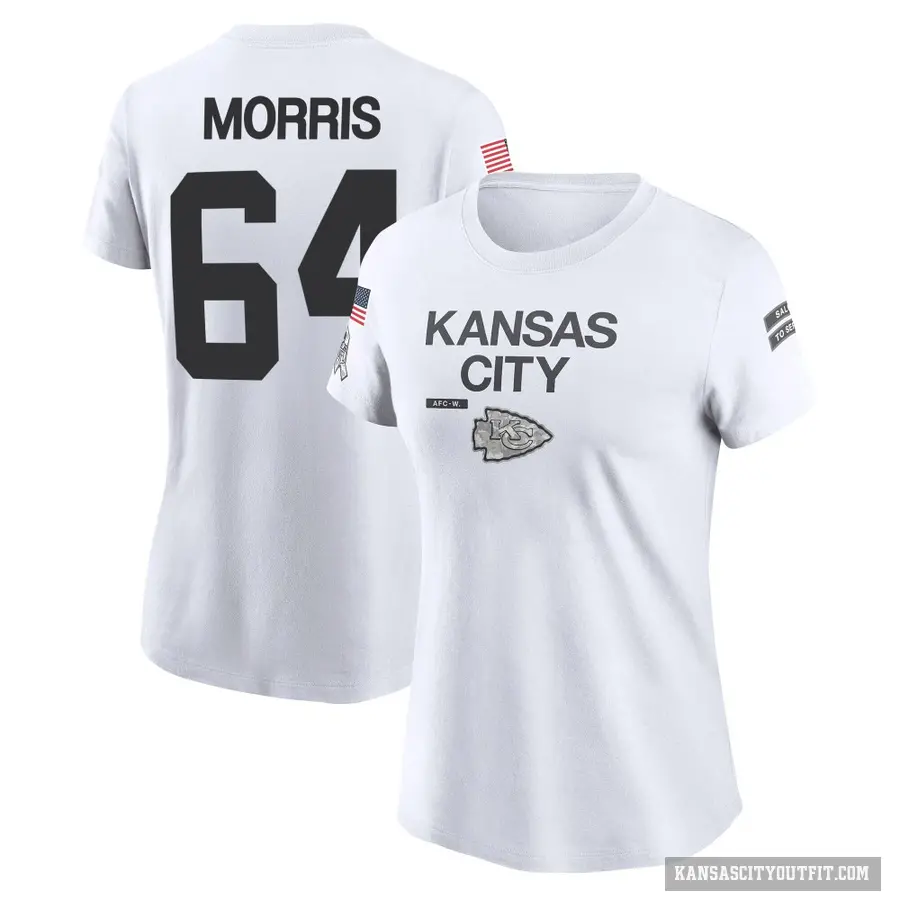 Women's ＃64 Wanya Morris Kansas City Chiefs White 2024 Salute to Service Performance T-Shirt