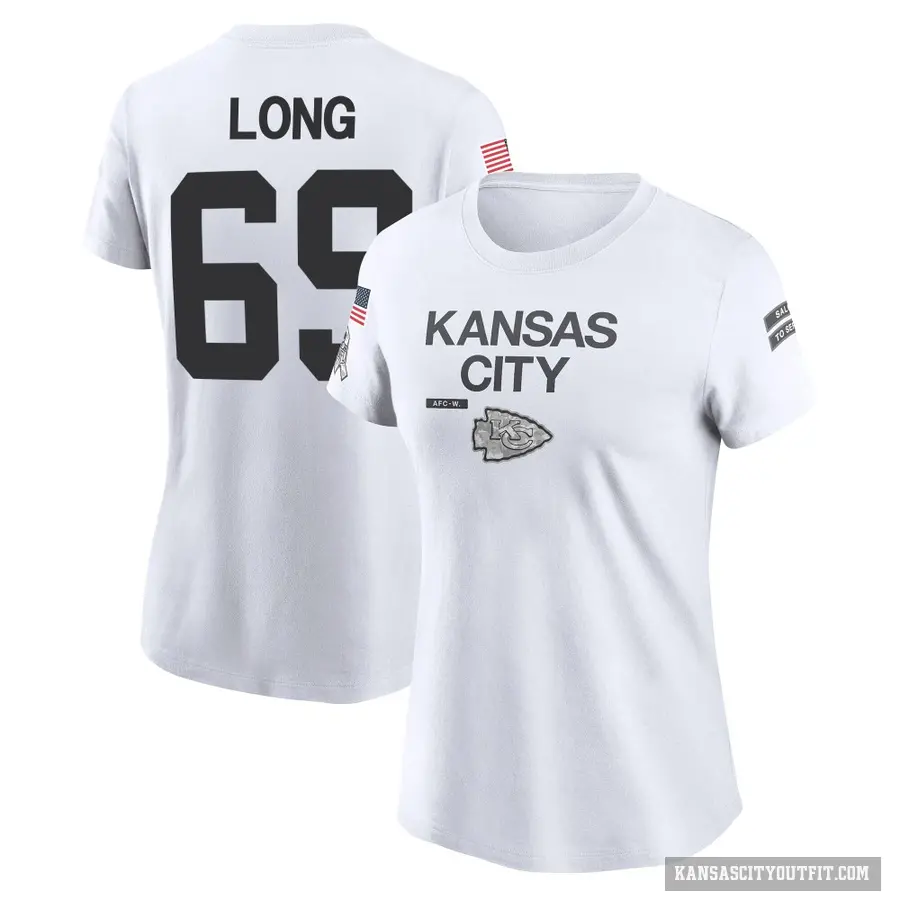 Women's ＃69 Kyle Long Kansas City Chiefs White 2024 Salute to Service Performance T-Shirt
