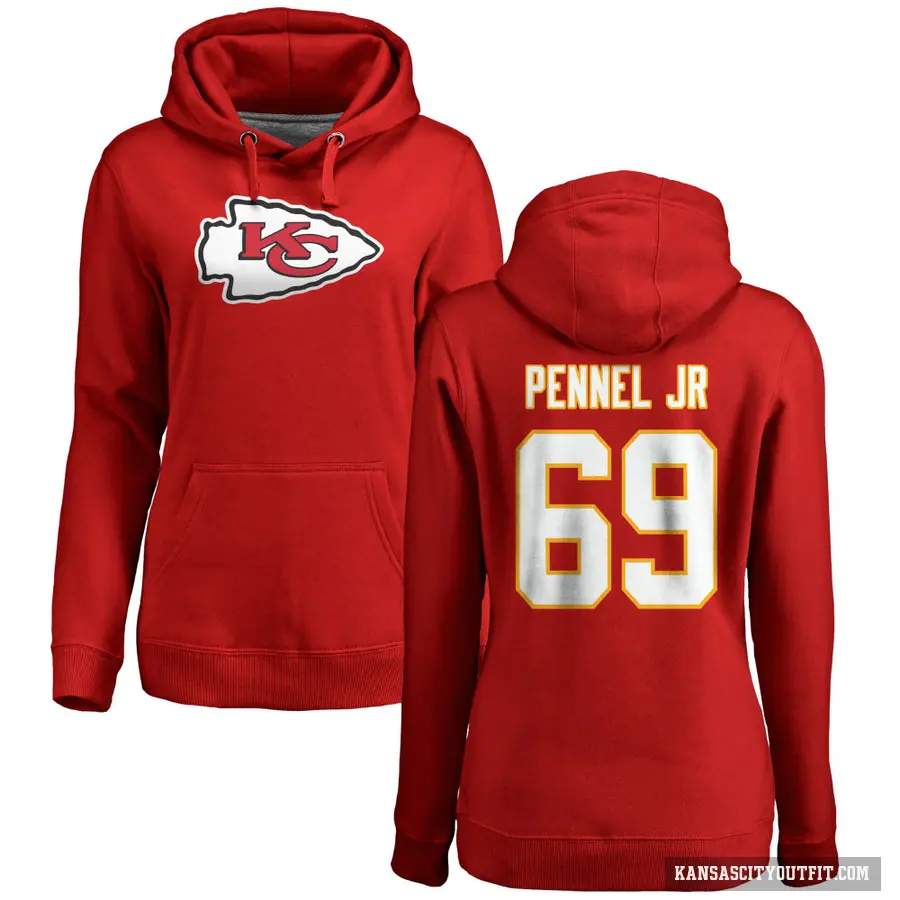 Women's ＃69 Mike Pennel Jr. Kansas City Chiefs Red Pro Line Logo Pullover Hoodie