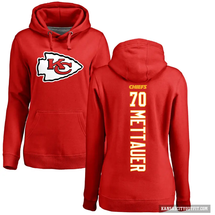 Women's ＃70 McKade Mettauer Kansas City Chiefs Red Pro Line Backer Pullover Hoodie
