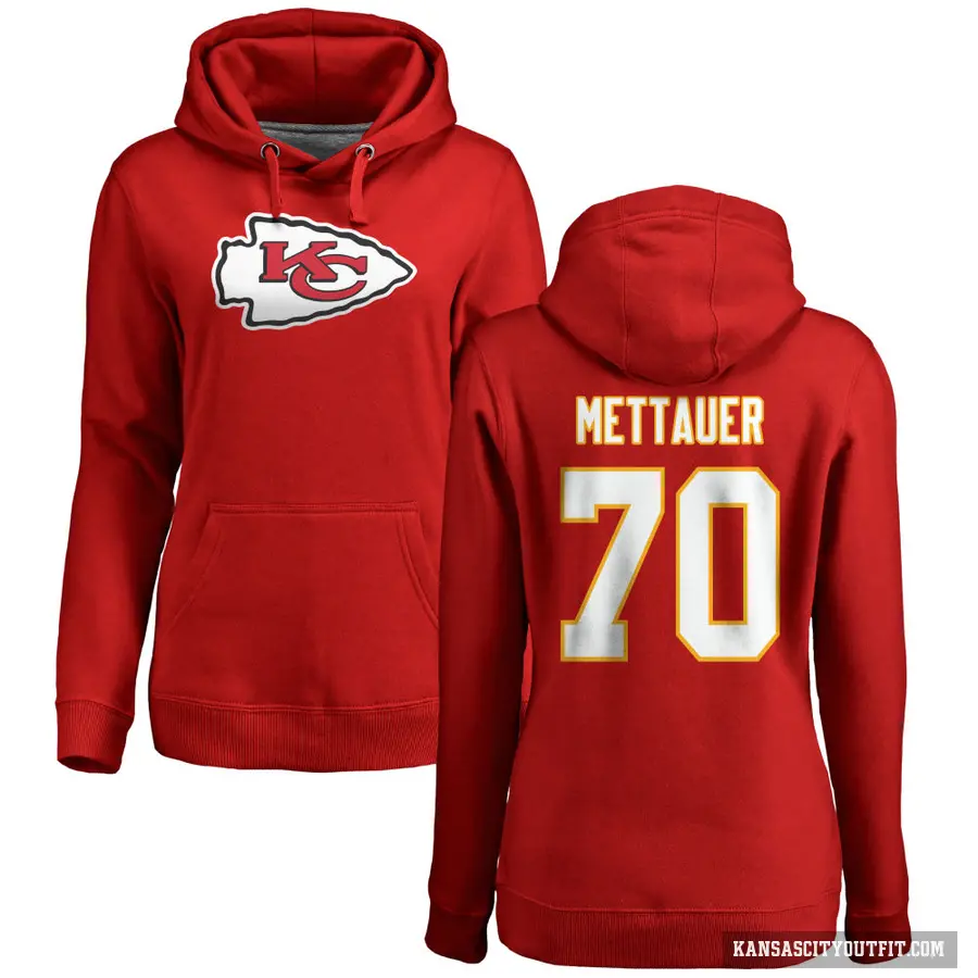 Women's ＃70 McKade Mettauer Kansas City Chiefs Red Pro Line Logo Pullover Hoodie