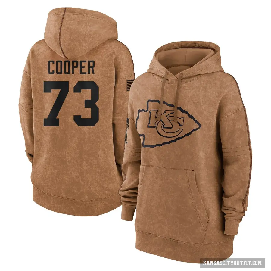 Women's ＃73 Dalton Cooper Kansas City Chiefs Brown 2023 Salute To Service Pullover Hoodie