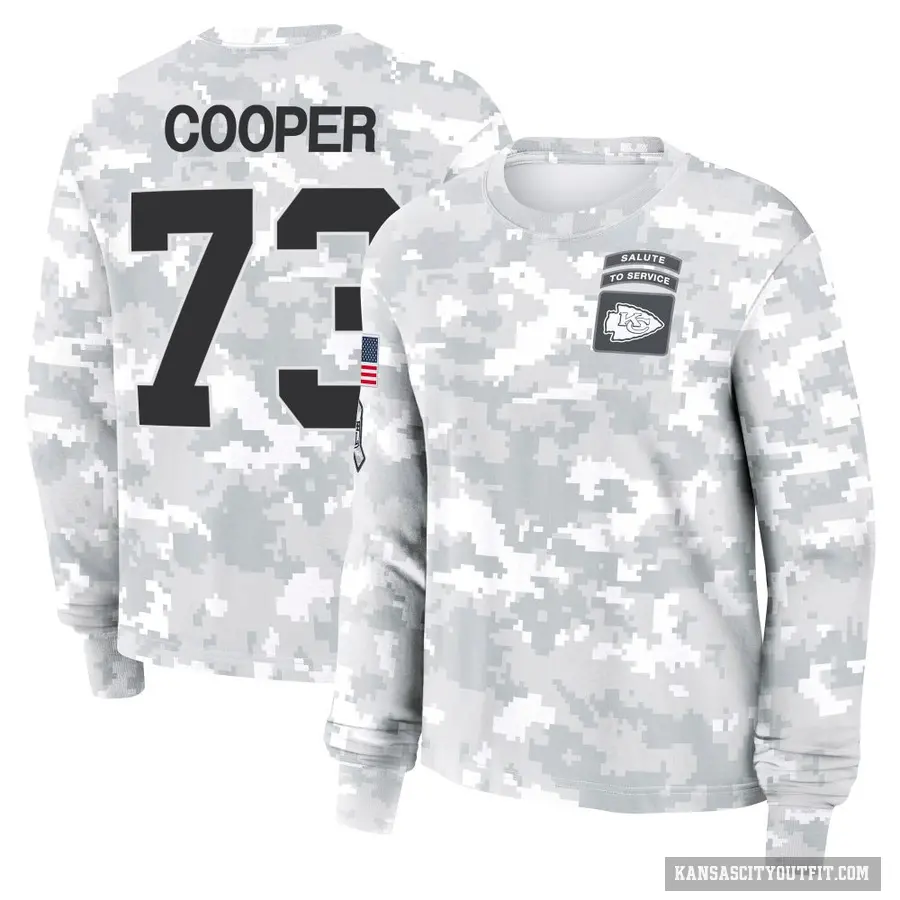 Women's ＃73 Dalton Cooper Kansas City Chiefs Camo Arctic 2024 Salute to Service Long Sleeve T-Shirt