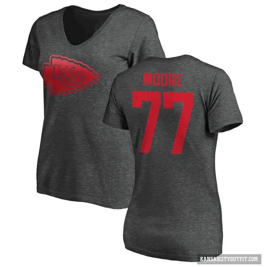 Women's ＃77 Jaylon Moore Kansas City Chiefs Ash One Color T-Shirt